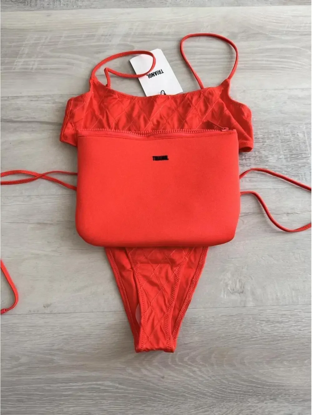 triangl swimwear Orange Red Textured Bikini Set